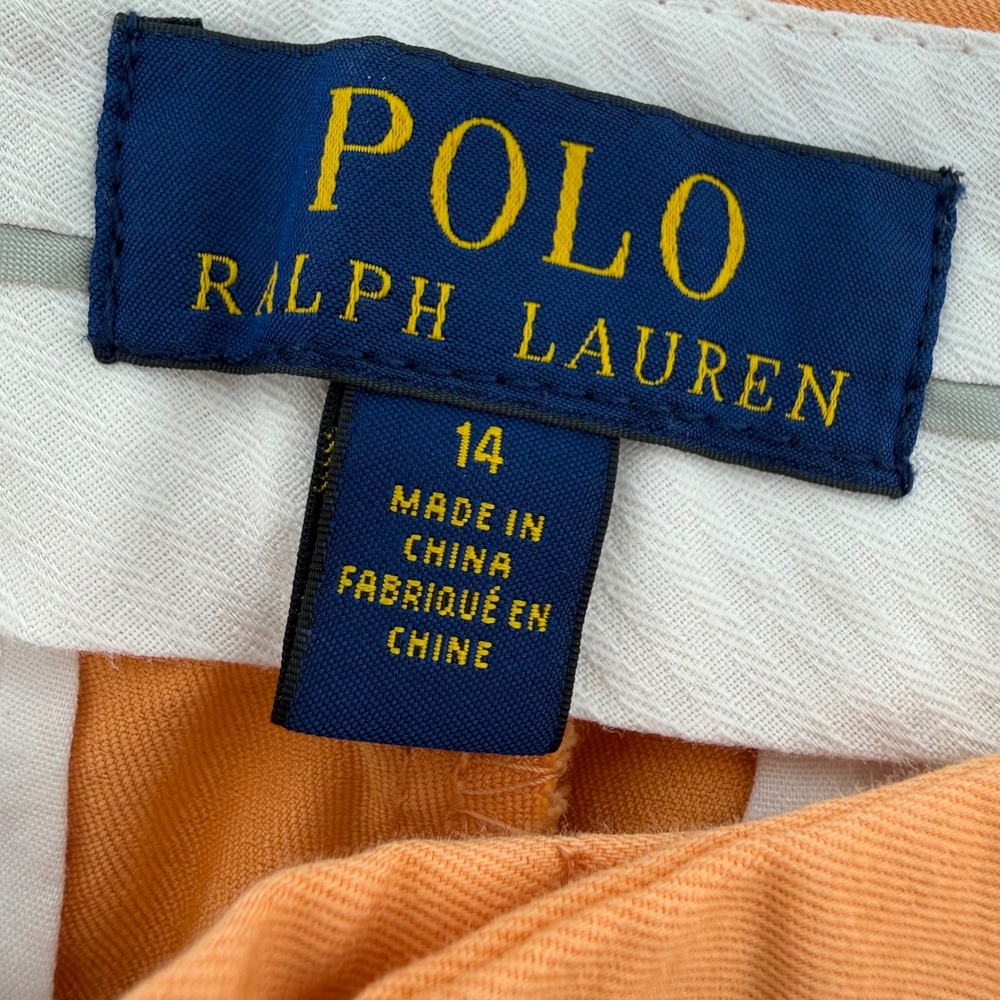 Polo Ralph Lauren Kids Orange Cotton Blend Flat Front Shorts Size 14 - Picture 3 of 4